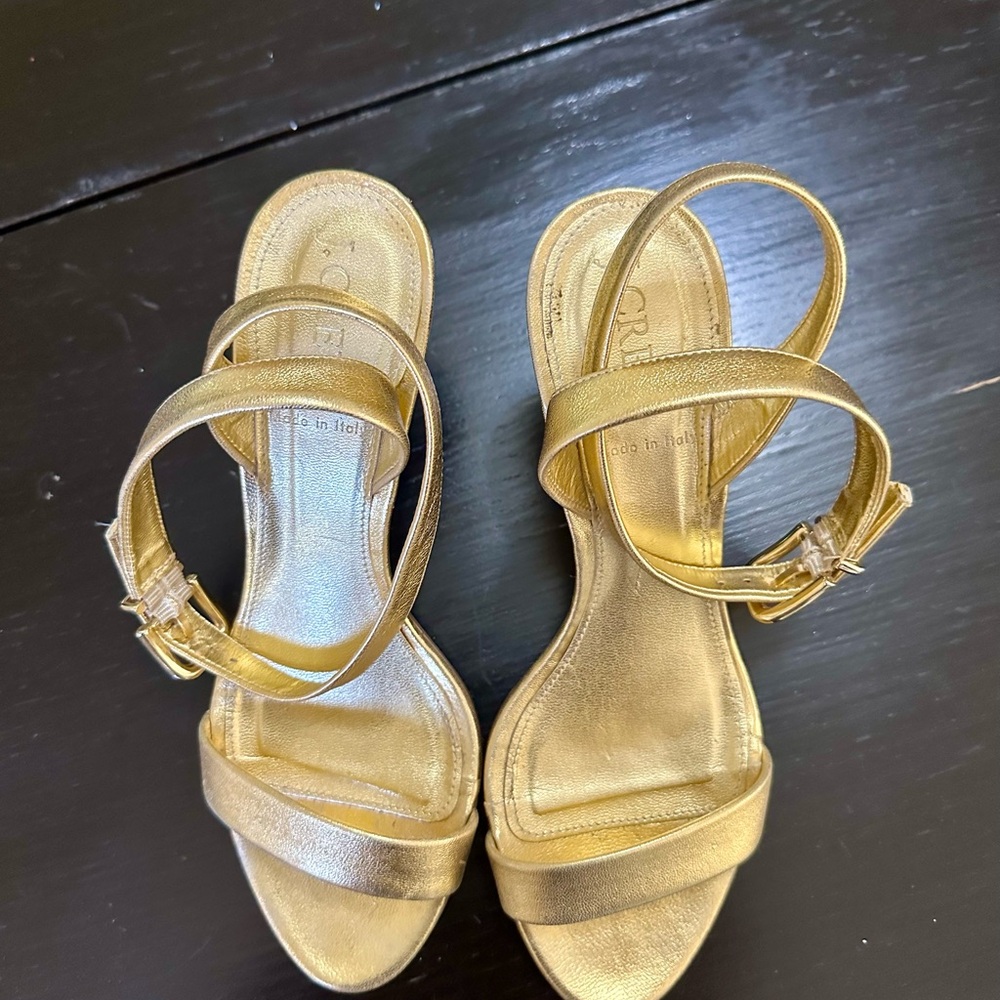 J. Crew Gold Strappy Heels